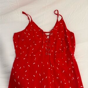 Bardot Red Spaghetti Strap Lace Up Dress • Size 10/L